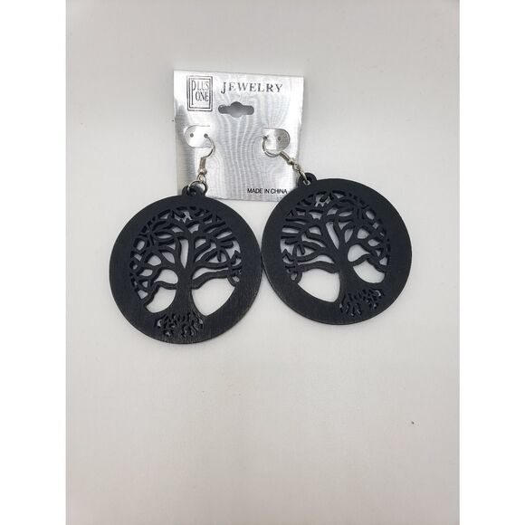 Boho tree of life wooden handmade earings - Picture 2 of 3